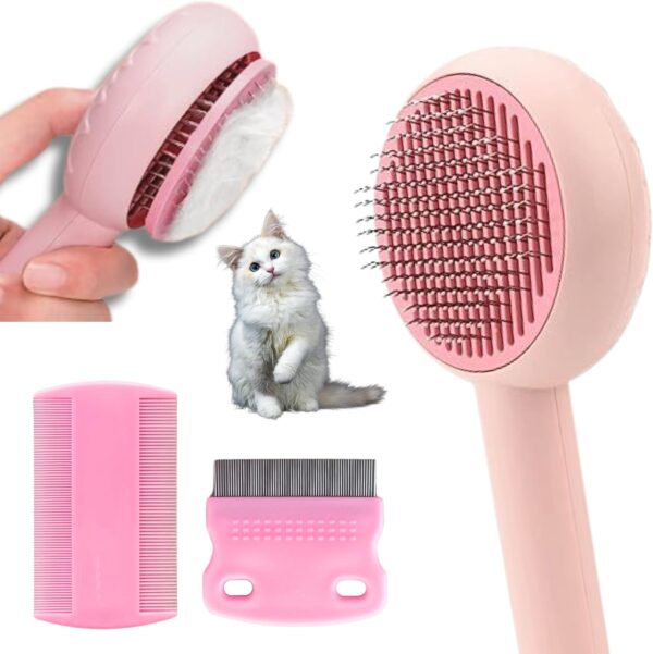 Cat Brush Dog Brush, FurCare Cat Comb, Cat Grooming Brush for Short/Long Haired Cats, Cat Hair Brush Remover, Kitten Brush, Self-Cleaning Cat Brush for Shedding to Remove Loose Mats and Tangles