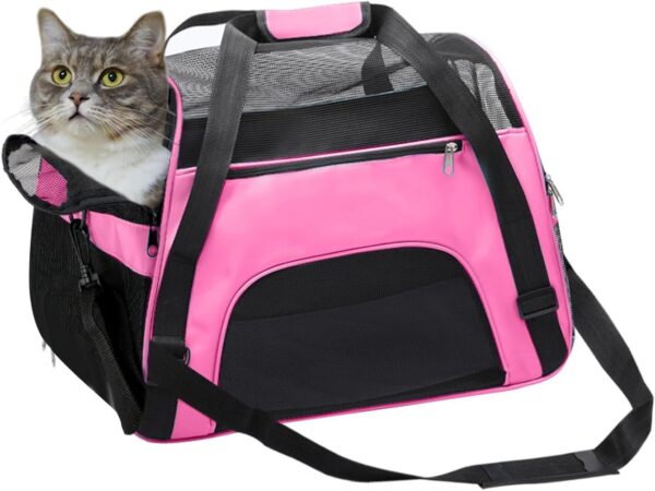 DONYER POWER Soft Sided Pet Carrier for Dogs & Cats Comfort Airline Approved Under Seat Travel Tote Bag, Travel Bag for Small Animals with Mesh Top and Sides,PINK