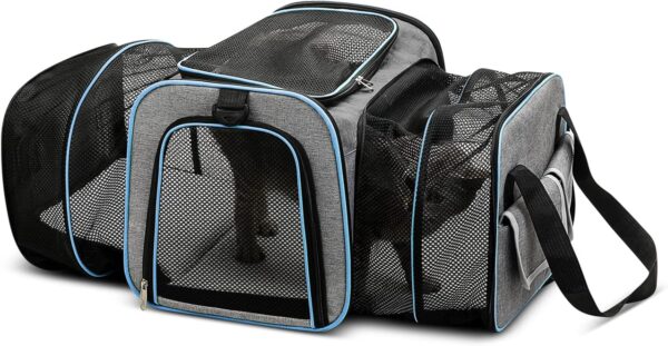 ALLSOPETS Foldable Cat Dog Carrier Bag Expandable Breathable Mesh Pack for Pets Travel Carrier for Small Medium Dogs Fat Cats Puppy Grey A