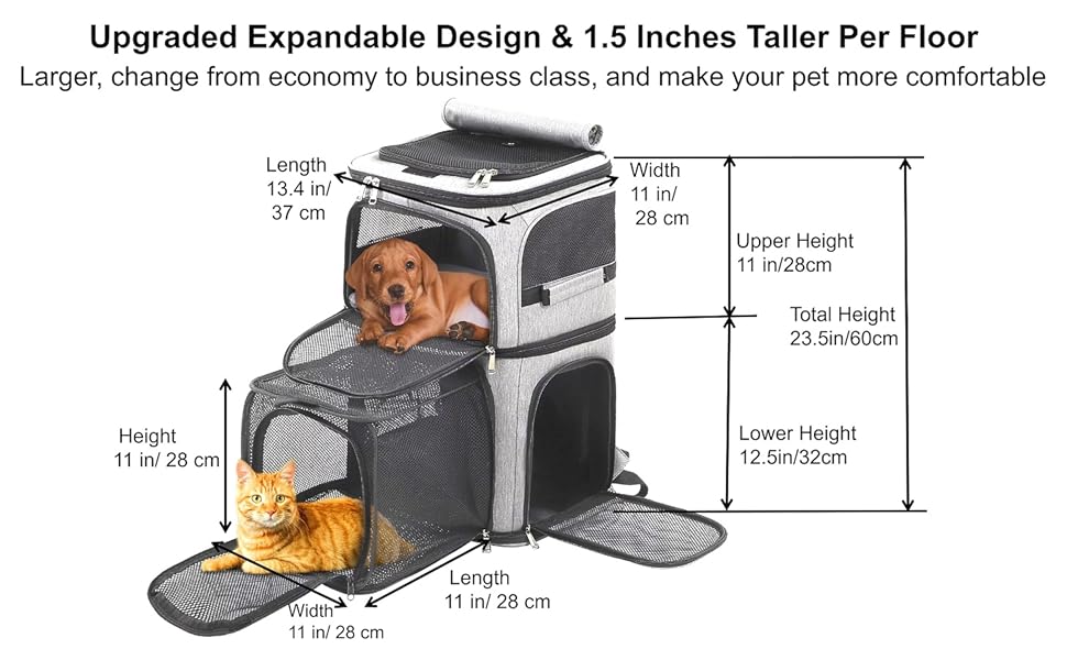 Expandable Cat Backpack Carrier for 2 Cats Cat Carrier for Large Cats Dog Backpack for 2 pets