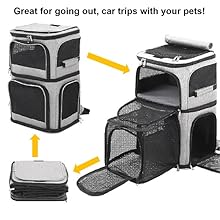 Expandable Cat Backpack Carrier for 2 Cats Cat Carrier for Large Cats Dog Backpack for 2 pets