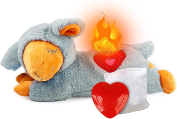 ALL FOR PAWS Little Buddy Heartbeat Toys for Puppy, Dog Snuggle Sheep Toy for Separation Anxiety Relief Behavioral aid Puppy Plush Comfort toy for Pets (Grey Sheep with Heartbeat + Warm Bag)