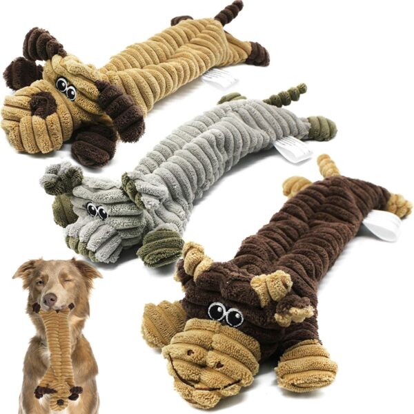 AWOOF Squeaky Dog Toys Indestructible for Large Dogs, Tough Soft Dog Toys Bundle for 8 Weeks Puppy and Small Dogs, Durable Dog Toys Pack of 3 No Stuffing Animals