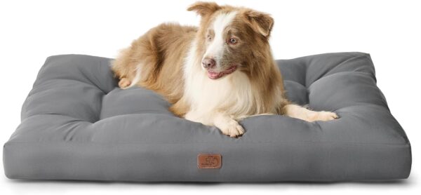 Bedsure Waterproof Dog Bed Extra Large - Washable XXL Dog Bed Mattress for Large Dog with Oxford Fabric, Flat Pet Pillow for Crate, XL Grey Dog Mat Outdoor, 111x89x10cm