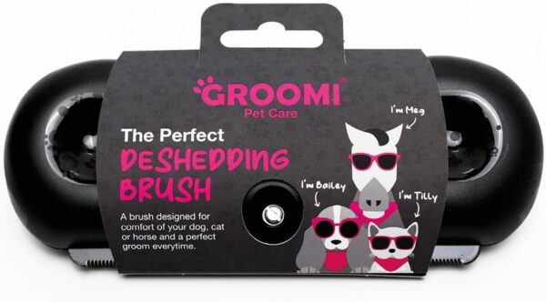 Groomi Deshedding & Grooming Brush for Dogs, Cats, Horses & Rabbits - Gentle & Effective Pet Grooming Tool, Wide Shallow Comb, Smooth Groomer for Cats, Dogs and Horses, Combs for Grooming Animal