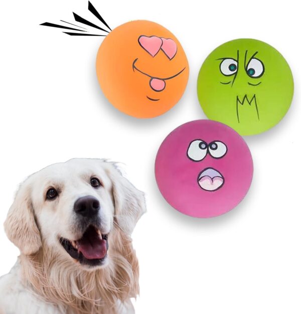 JEHANOIRY 3PCS Squeaky Dog Ball Toys, Interactive Latex Rubber Dog Squeaky Toy, Fetch Play Balls Pet Training Ball Dog High Bounce Ball for Small and Medium Dog