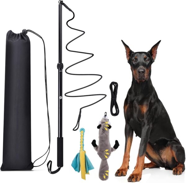 KOXXUD Flirt Pole Dogs, Dog Flirt Pole Extra Strong for Large Medium Small Dogs to Keep the Dog Entertained and Physically Exhausted Rope+Beaver