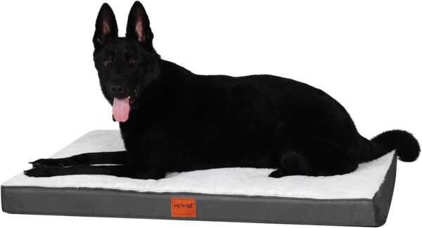 KYG Large Dog Cushion, Dog Bed, Egg Foam Inner Dog Bed, Dog Mattress with Waterproof Lining, Removable and Washable Dog Crate Bed, Grey, 105 * 70 * 8cm