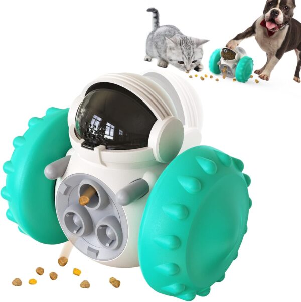 NOAIDA Interactie Dog Toy for Boredom Dog Puzzle Toy Food Dispensing Robot Toy, Pet Food Dispensor Tumbler Dog Treat Toy for Small Treat, Birthday Gift for Small/Medium Puppy(Blue)