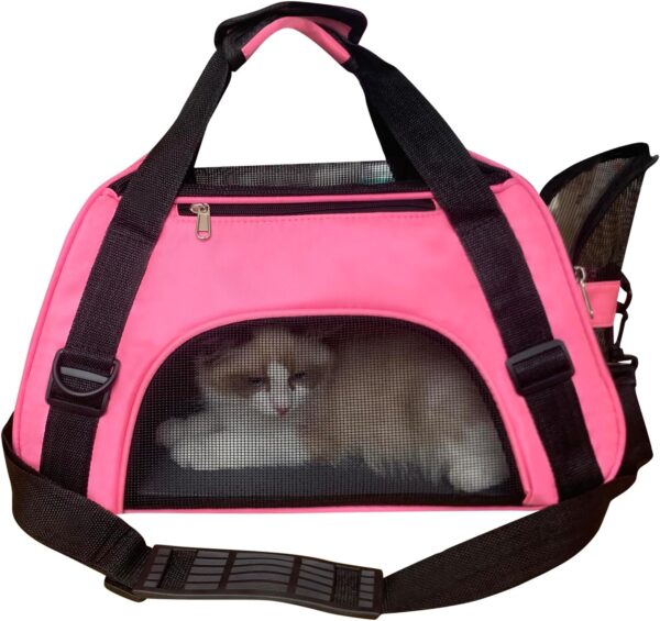 PYKESALY Cat Carrier Dog Carrier Pet Carrier, Airline Approved Soft-Sided Foldable,Puppy Carrier with Breathable Mesh for Small Medium Cats Dogs Rabbit (M, Pink)