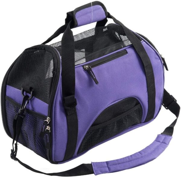 Pet Carrier Bag AVC Portable Soft Fabric Folding Travel bag for Dog, Cat, Puppy Foldable Pet Bag (Purple)