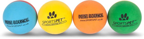 SPORTSPET Mini Bounce Dog Balls - Premium Rubber Dog Balls for Puppy Dogs (45mm) (4 Pack (Standard))