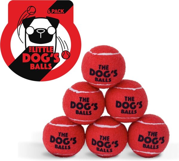 The Little Dog's Balls, Dog Tennis Balls, 6-Pack Small Red Dog Toy, Strong Dog & Puppy Tennis Ball