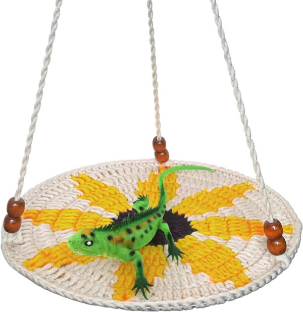 Yanmucy Bearded Dragon Hammock Handmade Lizard Toy Reptile Tank Accessories Great for Bearded Dragons Geckos Chameleon and Other Reptiles (Sunflower)