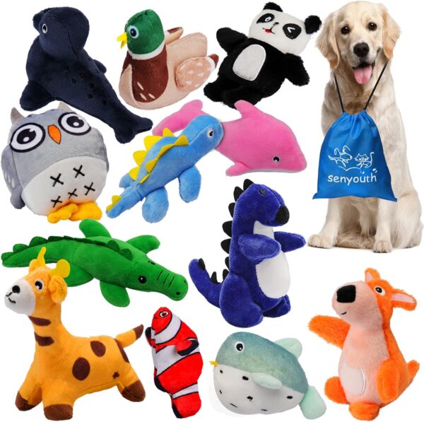 senyouth Squeaky Dog Toys, 12 Pcs Small Dog Toys Bulk with Squeakers, Dog Chew Toys Pack for Puppies Teething, Interactive Cute and Soft Cotton Puppy Toys, Pet Toy for Small/Medium Dog Toys