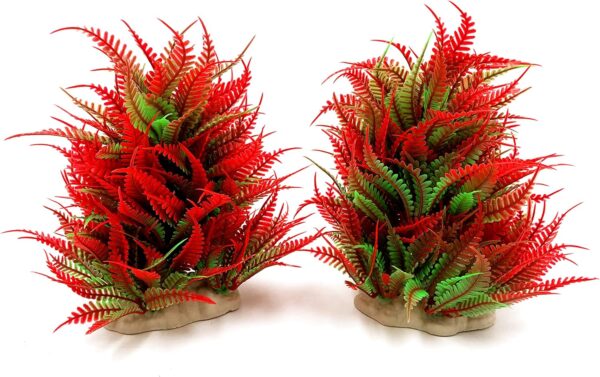 BEGONDIS 2Pcs Aquarium Decorations Fish Tank Artificial Water Plants Made of Soft Plastic, Good for All Fish & Pets (Red)