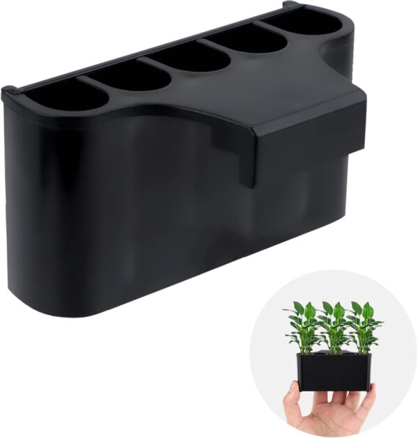 Bewudy Aquarium Plant Holder for Rimmed Tank, Aquatic Plant Cup Aquarium Hanging Plant Holder, Plastic Aquatic Plant Pot with 5 Hole for Emersed Plants Fish Tank Decorations(Rimless)