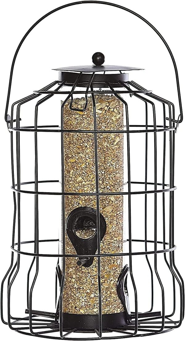 Large Heavy Duty Squirrel Proof Hanging Wild Seed Bird Feeder For Outdoor Garden Use with Strong Galvanised Metal Cage to Deter Squirrels & Large Birds