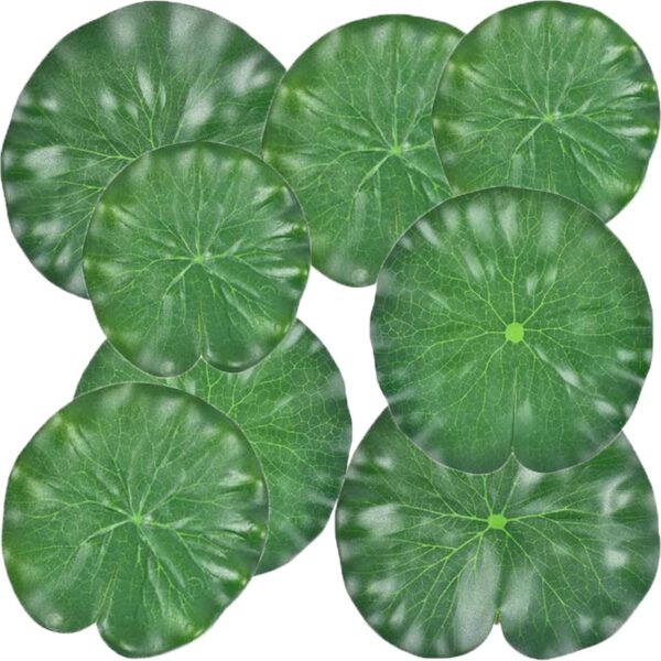 MaoMaoCha 8 Pcs Pond Plants, 4 Size Artificial Lotus Leaves, Realistic Floating Foam Water Lily Pads Ornaments, Plastic Fake Foliage Pond Decor for Patio Koi Fish Pond Pool Aquarium