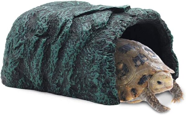 Aquarium Cave, Tortoise Rock Aquarium Decoration Terrarium Stone Hideaway Natural Habitat Ornament for Gecko Spiders Frogs Lizards Fish Amphibian