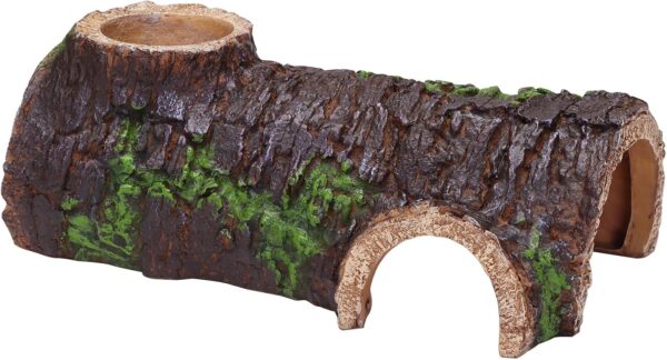 AIICIOO Reptile Hide Caves Simulation Tree Trunk Hideout Feeding Hides Tortoise House Vivarium Decoration Habitat Shelter for Tortoise Hamster Snake Lizard S