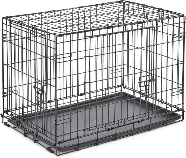 New World Newly Enhanced Double Door 76.2 cm (30-Inch) Dog Crate for Small Dog Breeds; Includes Leak-Proof Pan, Floor Protecting Feet, and New Patented Features; B30DD