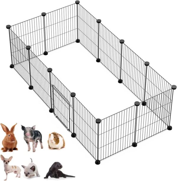 LANGXUN Rabbit Enclosure, Metal Fence, Wire Cage, Encrypted Wire Cage, DIY Assembly of Different Sizes of Metal Wire Cage (128X64X43CM 12PCS)