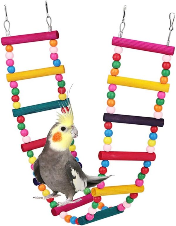 ASOCEA Bird Parrot Ladders Hanging Toys Pet Swing Bridge Climbing Toys Standing Hammock Cage Accessories for Small Medium Chicken Lovebirds Cockatiel Conure Parakeet Finches Trainning Playing