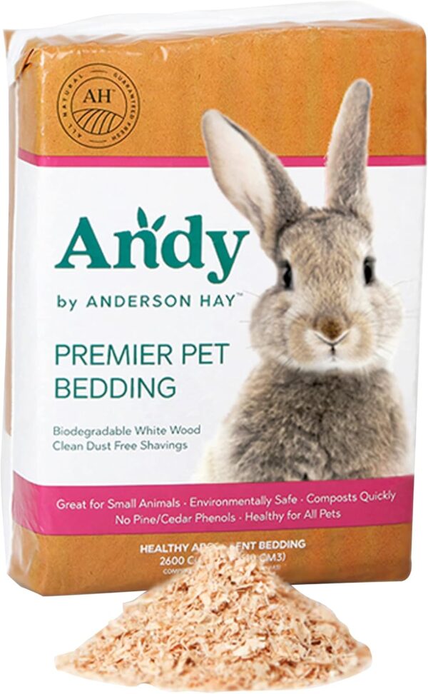 Andy White Wood Shavings Bedding, Premium Pet Bedding for Hamster, Rabbit & Small Pets, 9.25 lb