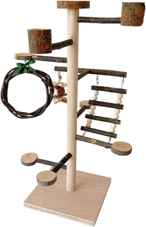 Bird Gym Playstand Toy Birdcages Climbing Toy Wood Swing Parrot Standing Perches Toy Grinding Toy For Cockatoos