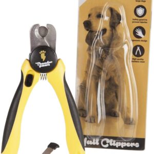 Thunderpaws Professional-Grade Dog Nail Clippers with Protective Guard and Safety Lock (Medium to Large Breeds, Yellow)