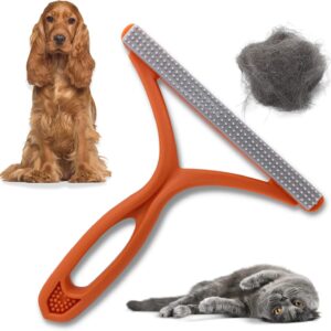 PawsOnlyUK Pet Hair Remover for Carpet Sofa Car Furniture Stairs Pet Bed Rugs | Carpet Scraper Tool | Reusable Lint Remover | Portable Carpet Brush | Easy to Clean Cat Dog Hair Fur (Orange)