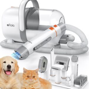 Afloia Dog Grooming Kit with Vacuum, Dog Clippers, Suction 99% Pet Hair, Professional Pet Grooming Kit with 7 Proven Tools for Shedding Grooming, Cat Dog Grooming Vacuum Kit, 1.5L