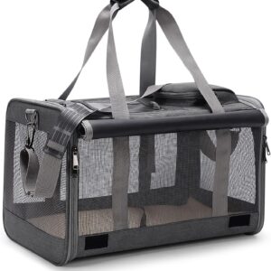 ALLSOPETS Pet Carrier Bag Cat Carrier Handbag Portable Dog Travel Bag Shoulder Bag Suitable for Both Long and Short Trips Used for Cats Dogs Puppies Under 9KG Grey