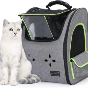 Petsfit Cat Backpack Portable Cat Carrier Backpack,Top Transparent Window Pet Carrier Backpack with Handle Carry for Small Dogs and Cats