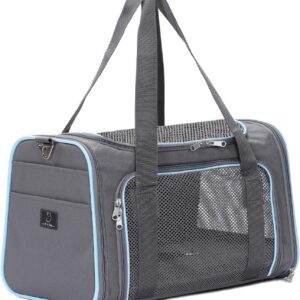 A 4 Pet Airline Approved Cat Carrier, Removable Soft-Sided Portable Pet Travel Carrier Washable and Collapsible Carrier Bag for Medium Cats or Puppies up to 16 lbs