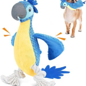 ROSAUI Dog Toys, Plush Squeaky Cockatoo Dog Toy - Interactive and Dental Cleaning Pet Chew Toy for All Breed Sizes Dog