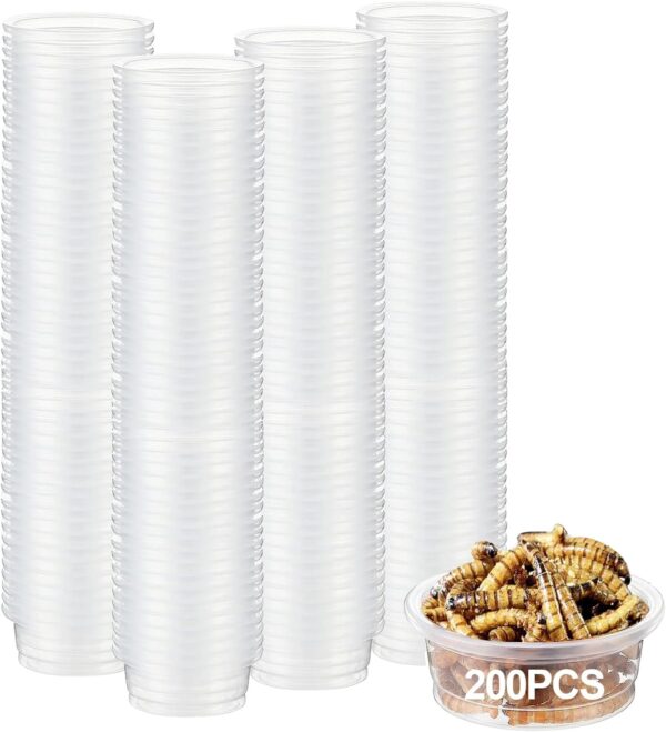 ANCKNE 200 pcs 0.5oz Crested Gecko Food and Water Feeding Cups | Reptile Feeder Bowls | for Lizard and Other Small Pet Ledge Accessories Supplies