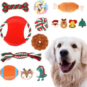 ANOTION Christmas Dog Toys 12 Days Dog Advent Calendar 2023 Dog Set - Including Various Squeaky Balls Rubber Plush Rope Chew and Hair Clips Toys Dog Toys for Small Medium Large Dogs