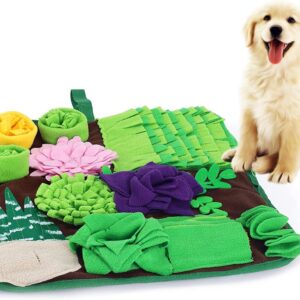 Bokelai Snuffle Mat for Dogs Slow Feeding Mat for Small Medium Dogs - 42 x 42 cm Dog Treat Dispenser Mat Puppy Sniffing Mat Pet Treat Toy Dog Puzzle Brain Training Game Green