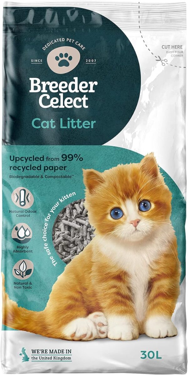 BreederCelect Recycled Paper Cat Litter, 30 L (Pack of 1)