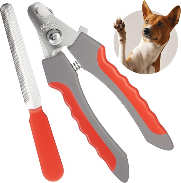 Dog Clippers Nail with Nail File - Anti Slip Grip Pet Nail Clippers, 5.5" Dog Claw Clippers for Small Medium Large Breed, Pet Safe Puppy Nail Clippers, Dog Nails Clippers with Adjustable Safety Guards