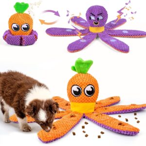 FWLWTWSS 2-in-1 Octopus & Carrot Interactive Dog Toys, Dog Snuffle Toy Dog Toys for Boredom Dog Stimulation Toys, Dog Puzzle Toy for Foraging Instinct Training Slow Feeding for Large Medium Small Dogs