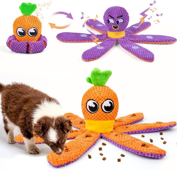 FWLWTWSS 2-in-1 Octopus & Carrot Interactive Dog Toys, Dog Snuffle Toy Dog Toys for Boredom Dog Stimulation Toys, Dog Puzzle Toy for Foraging Instinct Training Slow Feeding for Large Medium Small Dogs