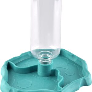 Furpaw Reptile Water Dish Tortoise Water Bowl, 2 in 1 Feeding Food and Water Bowl Automatic Feed Dispenser for Tortoise Spider Lizard - Blue