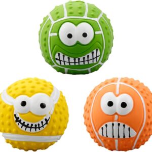 GLADFRESIT 3 Pcs Squeaky Dog Ball - Latex Rubber Dog Squeak Toys, Soft Bouncy Fetch Balls for Medium and Small Pets, Interactive Play and Puppy Chew Toy