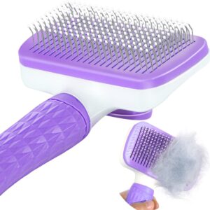 Garstor Dog Brush Comb, Cat Brush, Dog Brush for Shedding, Cat Brushes for Indoor Cats, Self Cleaning Pet Brush for Grooming Long Short Haired Dog Cats, Rabbit Remove Loose Fur and Undercoat