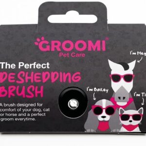 Groomi Deshedding & Grooming Brush for Dogs, Cats, Horses & Rabbits - Gentle & Effective Pet Grooming Tool, Wide Shallow Comb, Smooth Groomer for Cats, Dogs and Horses, Combs for Grooming Animal