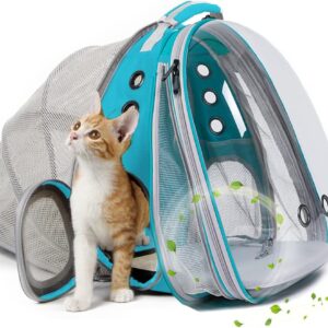 Interfashioner® Large Cat Backpack Carrier, Front & Back Extension Clear Pet Buble Backpack Carrier for Fat Cat Small Dog up to 9kgs, Backpack for Large Cats