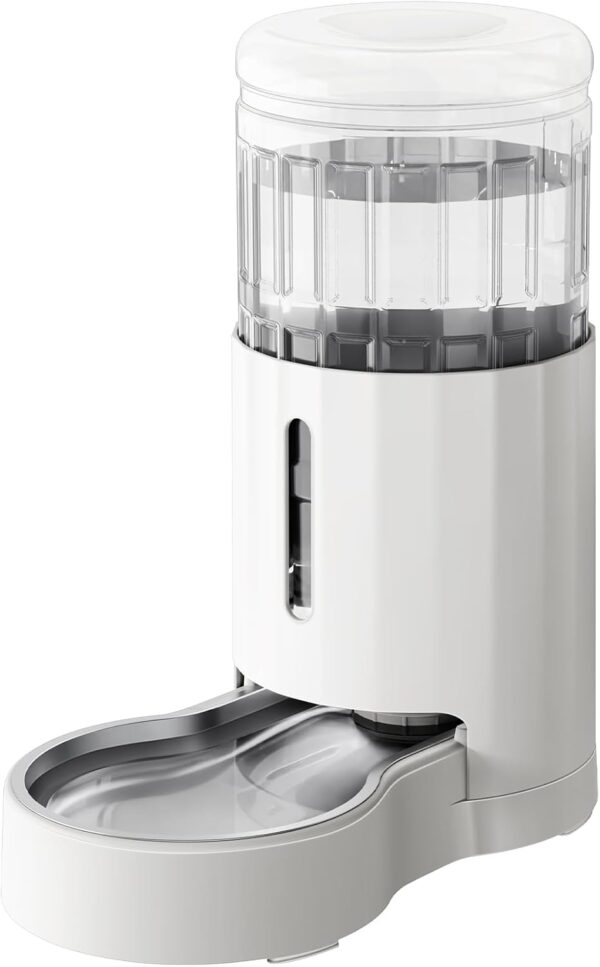 JUNSPOW 7L Stainless Steel Pet Water Dispensers, Large Capacity Gravity Pet Waterer, No Electricity & Ultra-Silent Automatic Water Dispenser for Large Dogs/Multi-cat Household,White